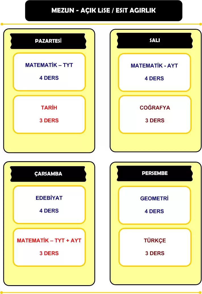 Mezun YKS Grubu Programı (örnek görsel, güncellenecek)